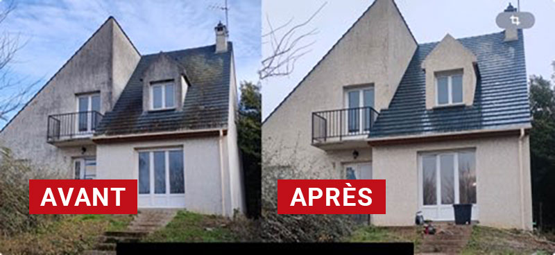 Nettoyage toiture - RICORDEL Couverture 91 artisan couvreur en Île-de-France : L’Essonne (91), Le Val-de-Marne (94), Les Hauts-de-Seine (92), les Yvelines (78), Le Val-d’Oise (95), Seine-Saint-Denis (93), la Seine-et-Marne (77) : nettoyage, démoussage, traitement anti-mousse toiture. Application d’un revêtement peinture hydrofuge coloré sur toit. Intervention en Île-de-France