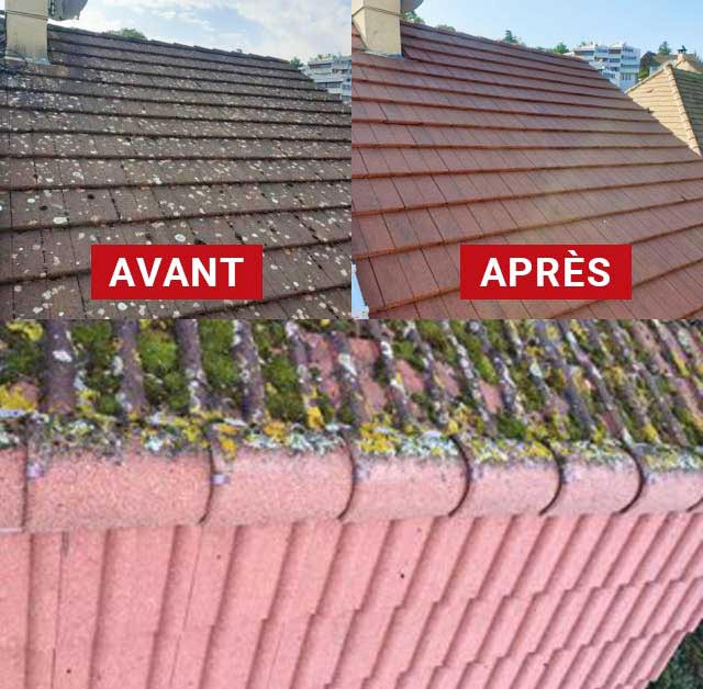 Nettoyage toiture - RICORDEL Couverture 91 artisan couvreur en Île-de-France : L’Essonne (91), Le Val-de-Marne (94), Les Hauts-de-Seine (92), les Yvelines (78), Le Val-d’Oise (95), Seine-Saint-Denis (93), la Seine-et-Marne (77) : nettoyage, démoussage, traitement anti-mousse toiture. Application d’un revêtement peinture hydrofuge coloré sur toit. Intervention en Île-de-France